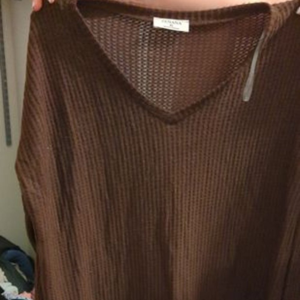 Women's Large Zenana Long Sleeve Waffle Knit Shirt